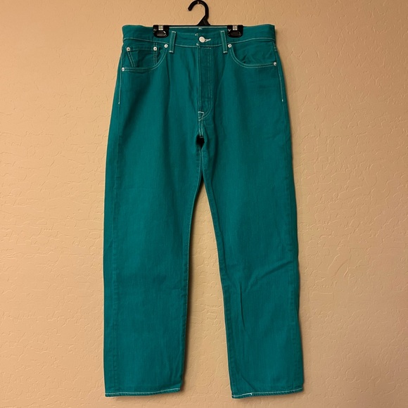 Levi’s 501 Mens/Unisex Button-Fly Teal Jeans - Picture 7 of 13